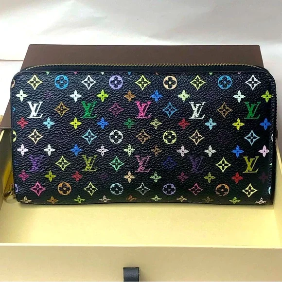 LOUIS VUITTON TAKASHI MURAKAMI Black Monogram Multi-Color Long Wallet + LV Box - Picture 17 of 17